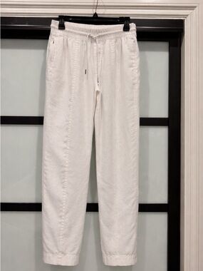 Athleta High Rise Linen Ankle Pant White SP Petite 100% Linen Inseam 25.5